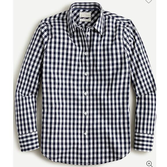 J. Crew Tops - J.Crew Black White Gingham Button Front Cotton Shirt Size 4